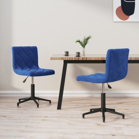 Esszimmerstühle 2 Stk. Drehbar Blau Samt