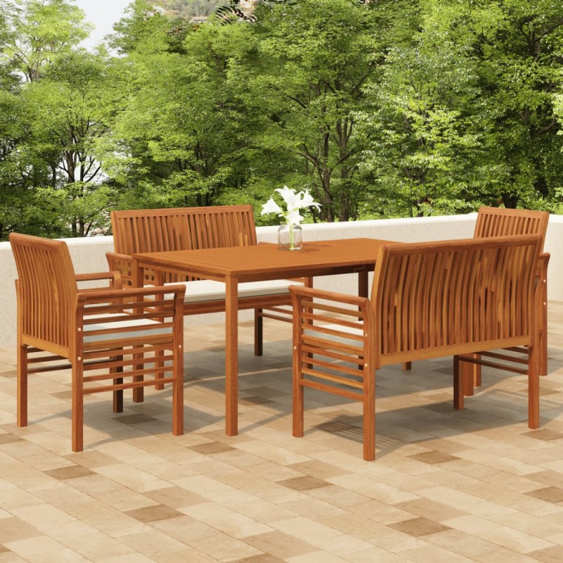 vidaXL 5-tlg. Garten-Essgruppe mit Kissen Massivholz Akazie vidaXL 5-tlg. Garten-Essgruppe mit Kissen Massivholz Akazie