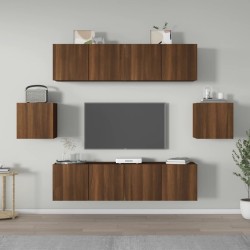 vidaXL 6-tlg. TV-Schrank-Set Braun Eichen-Optik Holzwerkstoff