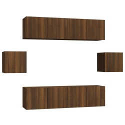 vidaXL 6-tlg. TV-Schrank-Set Braun Eichen-Optik Holzwerkstoff