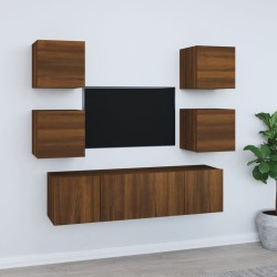vidaXL 6-tlg. TV-Schrank-Set Braun Eichen-Optik Holzwerkstoff