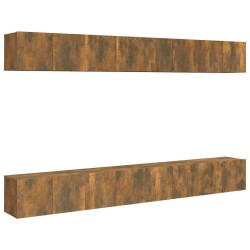 vidaXL 8-tlg. TV-Schrank-Set Räuchereiche 60x30x30 cm Holzwerkstoff