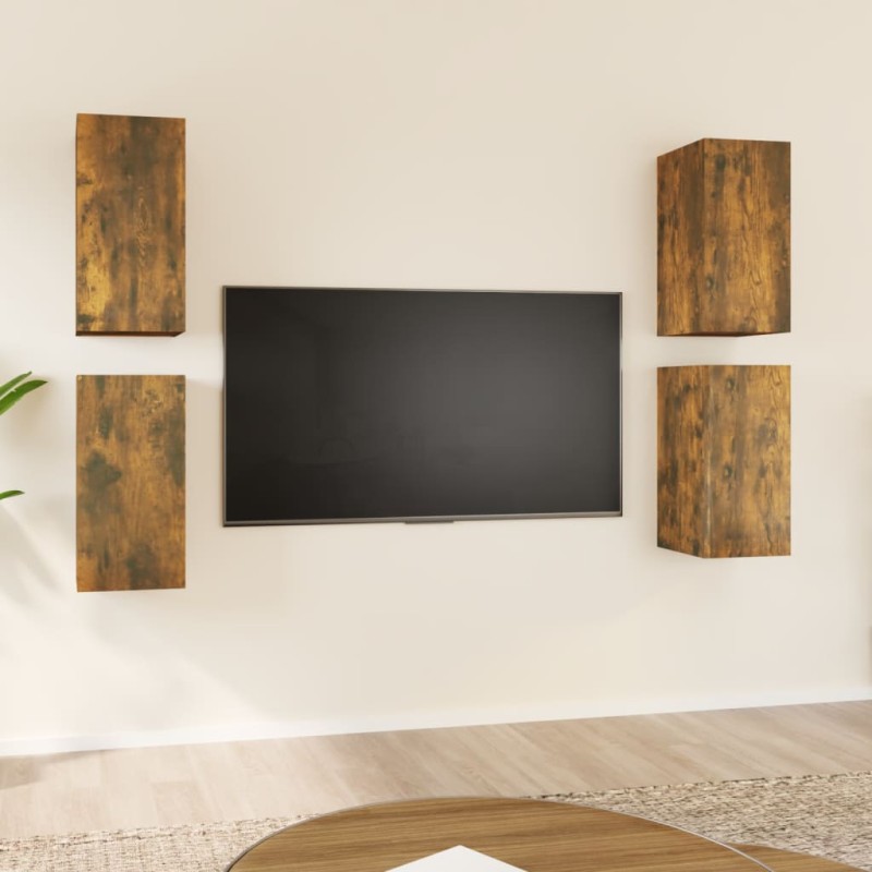 vidaXL TV-Schränke 4 Stk. Räuchereiche 30,5x30x60 cm Holzwerkstoff vidaXL TV-Schränke 4 Stk. Räuchereiche 30,5x30x60 cm Holzwerkstoff