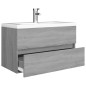 vidaXL Waschbeckenschrank mit Einbaubecken Grau Sonoma Holzwerkstoff vidaXL Waschbeckenschrank mit Einbaubecken Grau Sonoma Holzwerkstoff