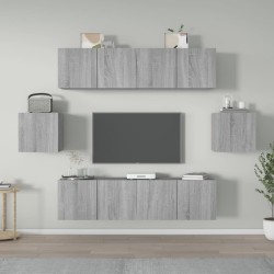vidaXL 6-tlg. TV-Schrank-Set Grau Sonoma Holzwerkstoff