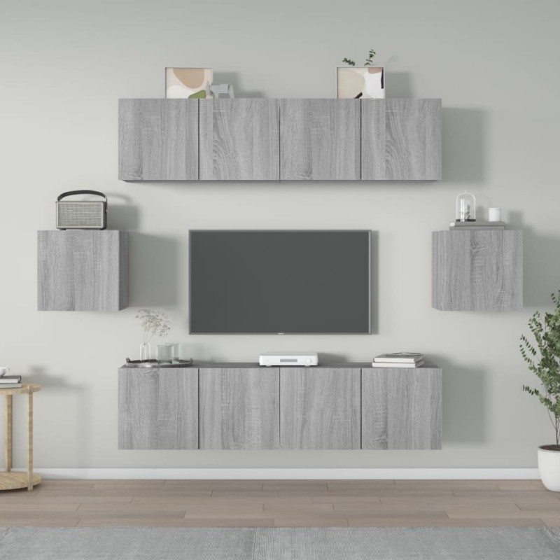 vidaXL 6-tlg. TV-Schrank-Set Grau Sonoma Holzwerkstoff vidaXL 6-tlg. TV-Schrank-Set Grau Sonoma Holzwerkstoff