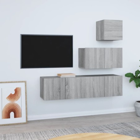vidaXL 4-tlg. TV-Schrank-Set Grau Sonoma Holzwerkstoff