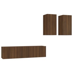 vidaXL 4-tlg. TV-Schrank-Set Braun Eichen-Optik Holzwerkstoff