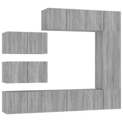 vidaXL 8-tlg. TV-Schrank-Set Grau Sonoma Holzwerkstoff