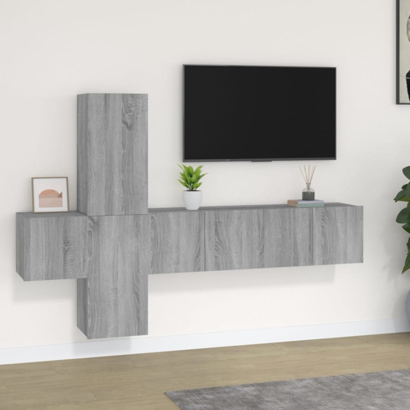 vidaXL 5-tlg. TV-Schrank-Set Grau Sonoma Holzwerkstoff vidaXL 5-tlg. TV-Schrank-Set Grau Sonoma Holzwerkstoff