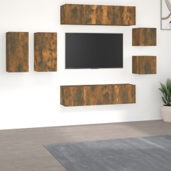 vidaXL 8-tlg. TV-Schrank-Set Räuchereiche Holzwerkstoff