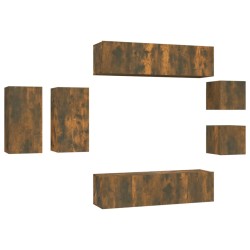 vidaXL 8-tlg. TV-Schrank-Set Räuchereiche Holzwerkstoff