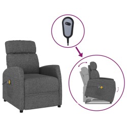 vidaXL Massagesessel mit Aufstehhilfe Dunkelgrau Stoff