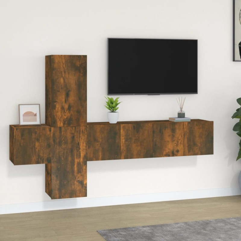 vidaXL 5-tlg. TV-Schrank-Set Räuchereiche Holzwerkstoff vidaXL 5-tlg. TV-Schrank-Set Räuchereiche Holzwerkstoff