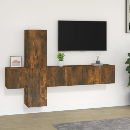 vidaXL 5-tlg. TV-Schrank-Set Räuchereiche Holzwerkstoff