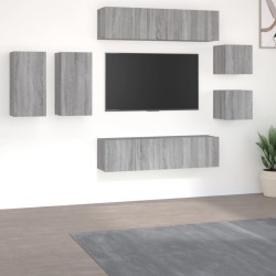 vidaXL 8-tlg. TV-Schrank-Set Grau Sonoma Holzwerkstoff