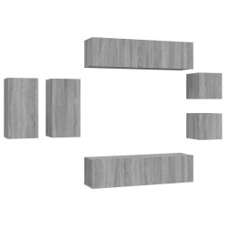 vidaXL 8-tlg. TV-Schrank-Set Grau Sonoma Holzwerkstoff