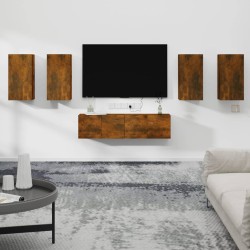 vidaXL 6-tlg. TV-Schrank-Set Räuchereiche Holzwerkstoff