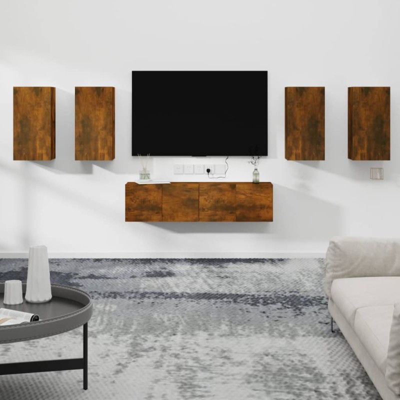 vidaXL 6-tlg. TV-Schrank-Set Räuchereiche Holzwerkstoff vidaXL 6-tlg. TV-Schrank-Set Räuchereiche Holzwerkstoff