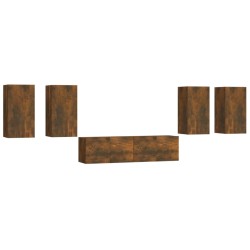 vidaXL 6-tlg. TV-Schrank-Set Räuchereiche Holzwerkstoff