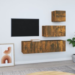 vidaXL 4-tlg. TV-Schrank-Set Räuchereiche Holzwerkstoff