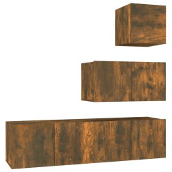 vidaXL 4-tlg. TV-Schrank-Set Räuchereiche Holzwerkstoff