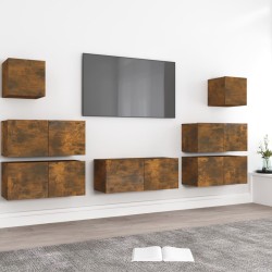 vidaXL 7-tlg. TV-Schrank-Set Räuchereiche Holzwerkstoff