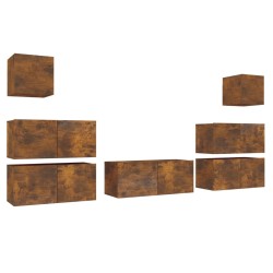 vidaXL 7-tlg. TV-Schrank-Set Räuchereiche Holzwerkstoff