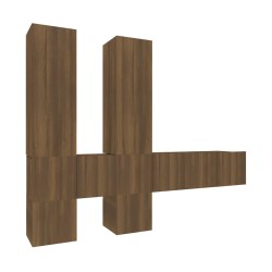 vidaXL 7-tlg. TV-Schrank-Set Braun Eichen-Optik Holzwerkstoff