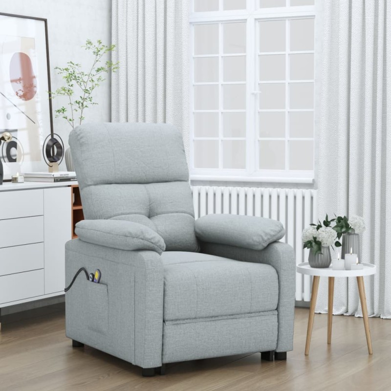 vidaXL Massagesessel mit Aufstehhilfe Hellgrau Stoff vidaXL Massagesessel mit Aufstehhilfe Hellgrau Stoff