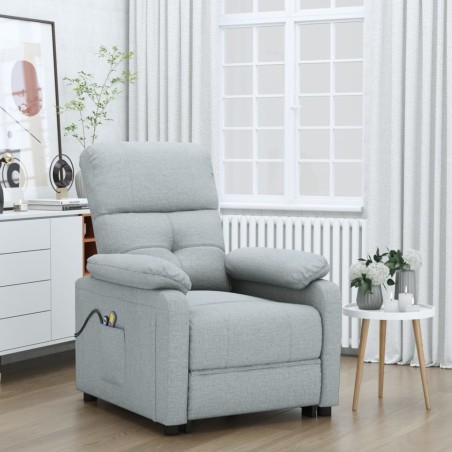 vidaXL Massagesessel mit Aufstehhilfe Hellgrau Stoff