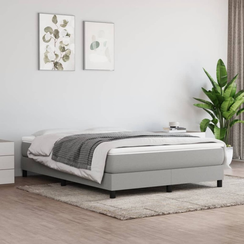 vidaXL Boxspringbett Hellgrau 140x190 cm Stoff vidaXL Boxspringbett Hellgrau 140x190 cm Stoff