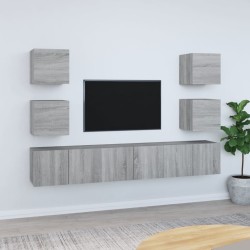 vidaXL 7-tlg. TV-Schrank-Set Grau Sonoma Holzwerkstoff