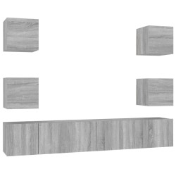vidaXL 7-tlg. TV-Schrank-Set Grau Sonoma Holzwerkstoff
