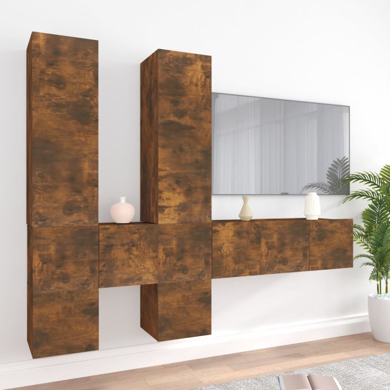 vidaXL 7-tlg. TV-Schrank-Set Räuchereiche Holzwerkstoff vidaXL 7-tlg. TV-Schrank-Set Räuchereiche Holzwerkstoff