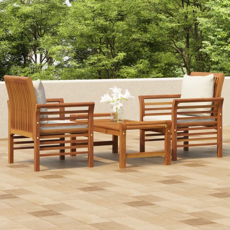vidaXL 3-tlg. Garten-Lounge-Set mit Kissen Massivholz Akazie vidaXL 3-tlg. Garten-Lounge-Set mit Kissen Massivholz Akazie