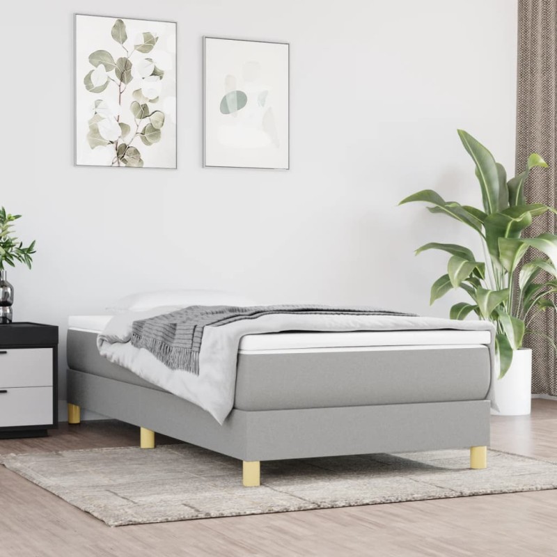vidaXL Boxspringbett Hellgrau 90x190 cm Stoff vidaXL Boxspringbett Hellgrau 90x190 cm Stoff