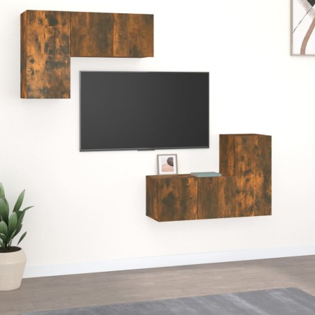 vidaXL 4-tlg. TV-Schrank-Set Räuchereiche Holzwerkstoff