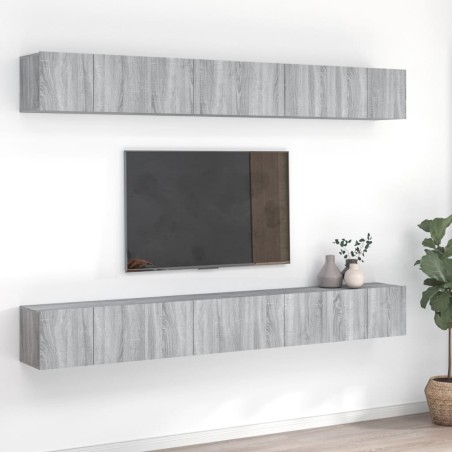 vidaXL 8-tlg. TV-Schrank-Set Grau Sonoma 60x30x30 cm Holzwerkstoff