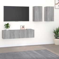 vidaXL 4-tlg. TV-Schrank-Set Grau Sonoma Holzwerkstoff