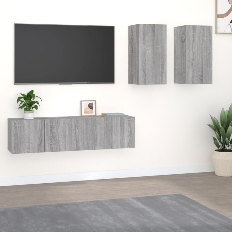 vidaXL 4-tlg. TV-Schrank-Set Grau Sonoma Holzwerkstoff vidaXL 4-tlg. TV-Schrank-Set Grau Sonoma Holzwerkstoff