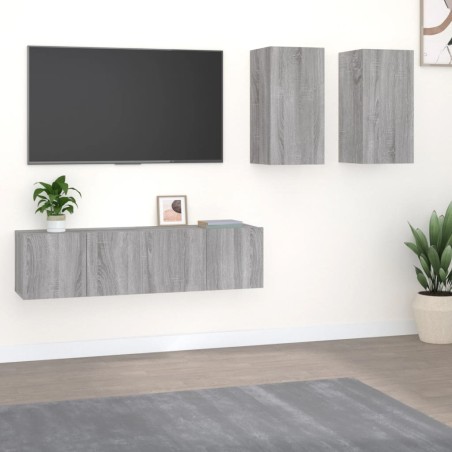 vidaXL 4-tlg. TV-Schrank-Set Grau Sonoma Holzwerkstoff