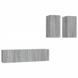 vidaXL 4-tlg. TV-Schrank-Set Grau Sonoma Holzwerkstoff