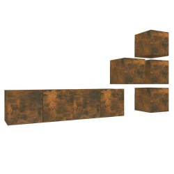 vidaXL 6-tlg. TV-Schrank-Set Räuchereiche Holzwerkstoff