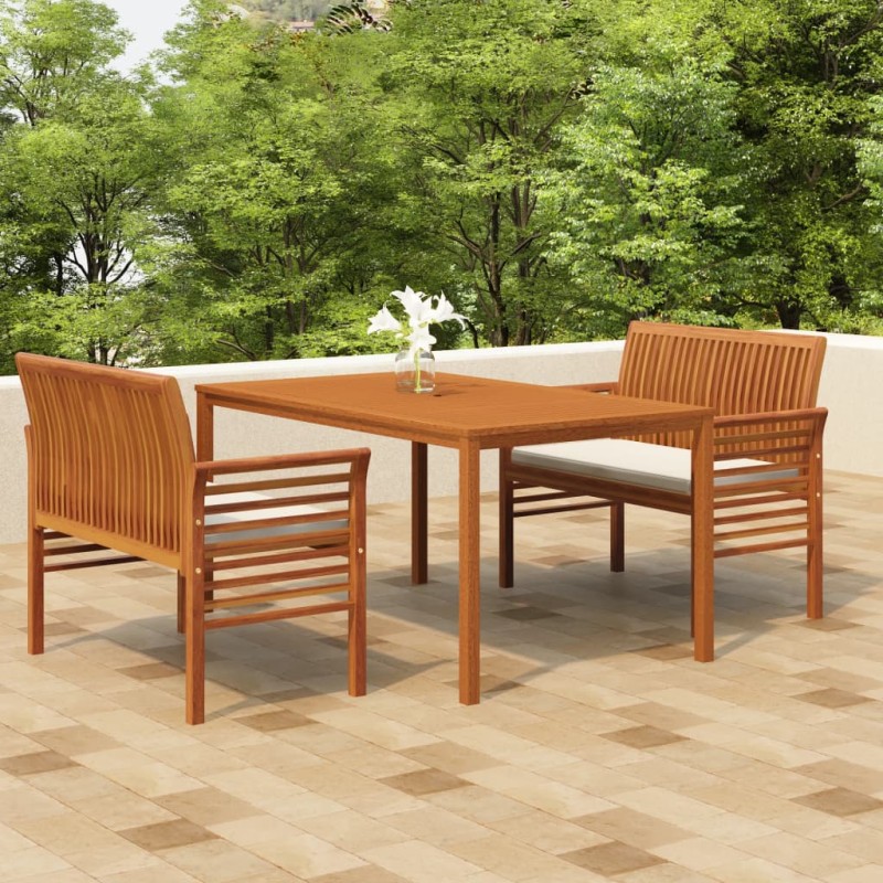 vidaXL 3-tlg. Garten-Essgruppe mit Kissen Massivholz Akazie vidaXL 3-tlg. Garten-Essgruppe mit Kissen Massivholz Akazie
