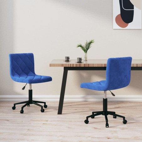 Esszimmerstühle 2 Stk. Drehbar Blau Samt