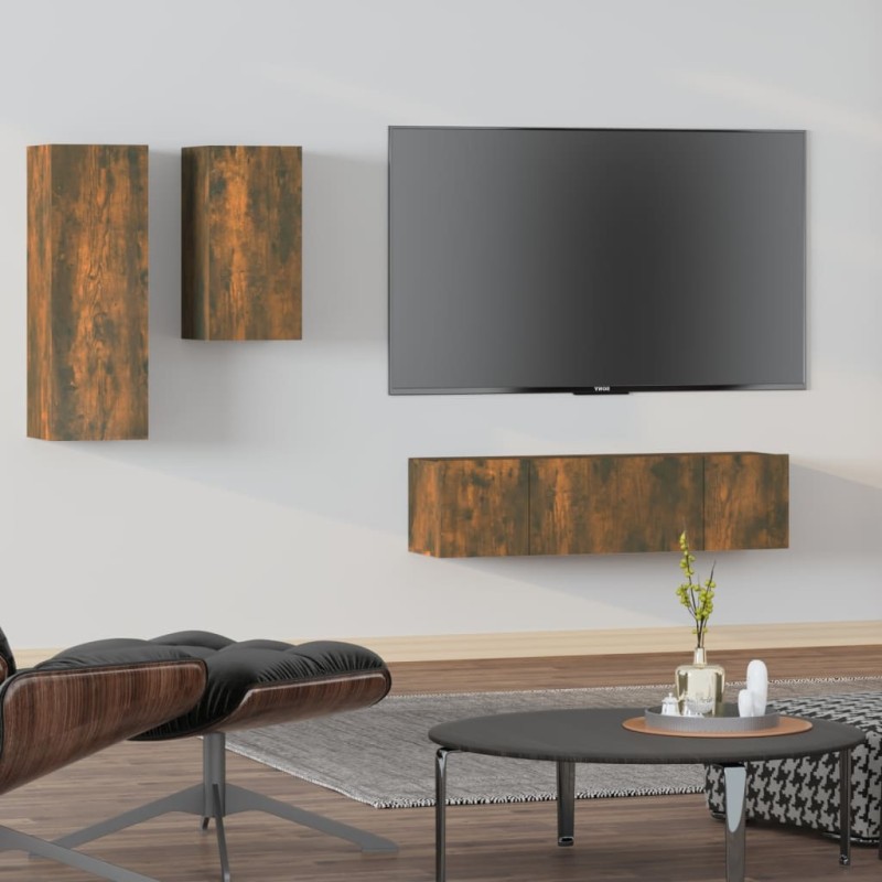 vidaXL 4-tlg. TV-Schrank-Set Räuchereiche Holzwerkstoff vidaXL 4-tlg. TV-Schrank-Set Räuchereiche Holzwerkstoff