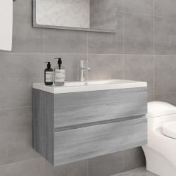vidaXL Waschbeckenschrank mit Einbaubecken Grau Sonoma Holzwerkstoff