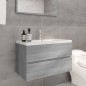 vidaXL Waschbeckenschrank mit Einbaubecken Grau Sonoma Holzwerkstoff vidaXL Waschbeckenschrank mit Einbaubecken Grau Sonoma Holzwerkstoff