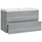 vidaXL Waschbeckenschrank mit Einbaubecken Grau Sonoma Holzwerkstoff vidaXL Waschbeckenschrank mit Einbaubecken Grau Sonoma Holzwerkstoff